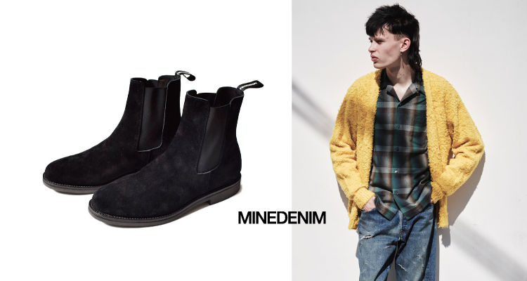MINEDENIM / Suede Leather Side Gore Boots ＆ Shaggy Cotton Knit