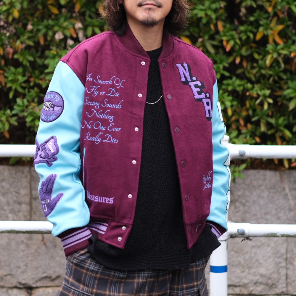 HOUSE BY WEEKEND STYLE / N.E.R.D. × PLEASURES VARSITY JACKET | HOUSE BY  WEEKEND DEALERS